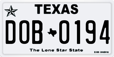 TX license plate DOB0194