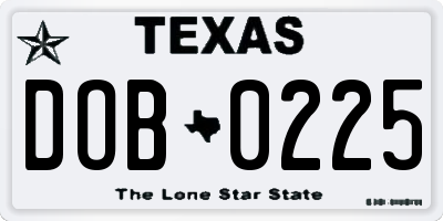 TX license plate DOB0225