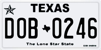 TX license plate DOB0246