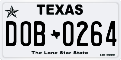 TX license plate DOB0264