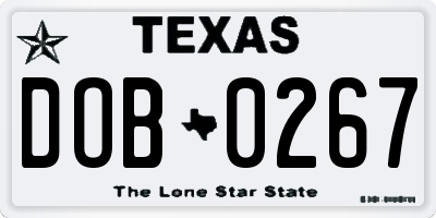 TX license plate DOB0267