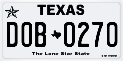 TX license plate DOB0270