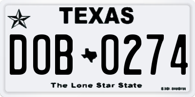 TX license plate DOB0274