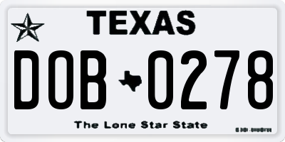 TX license plate DOB0278