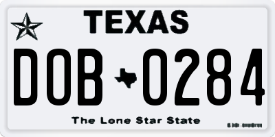 TX license plate DOB0284