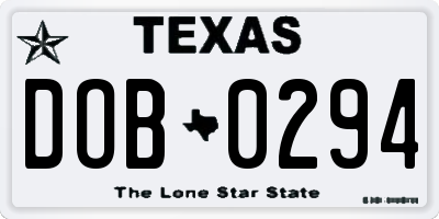 TX license plate DOB0294