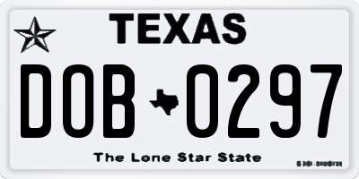 TX license plate DOB0297