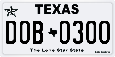 TX license plate DOB0300