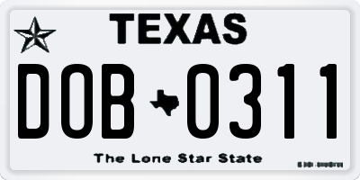 TX license plate DOB0311