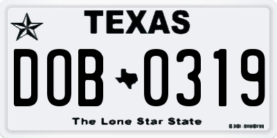 TX license plate DOB0319