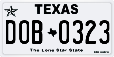 TX license plate DOB0323