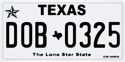 TX license plate DOB0325