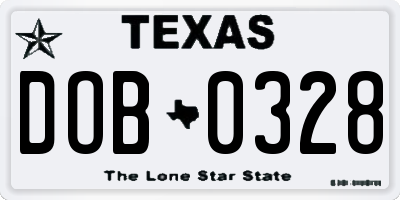 TX license plate DOB0328