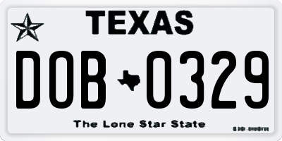 TX license plate DOB0329