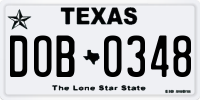 TX license plate DOB0348
