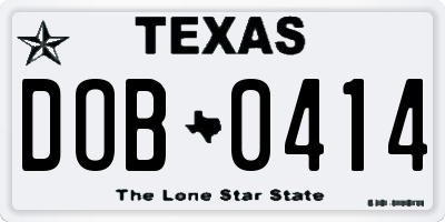 TX license plate DOB0414