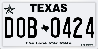 TX license plate DOB0424