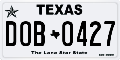 TX license plate DOB0427