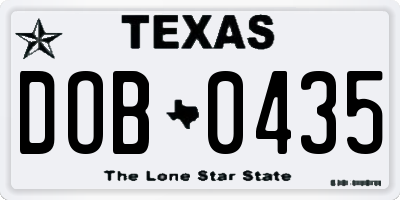 TX license plate DOB0435