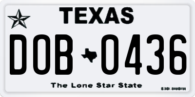 TX license plate DOB0436