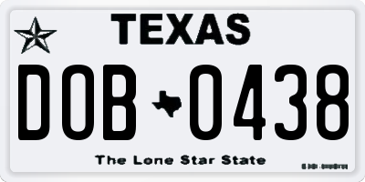 TX license plate DOB0438