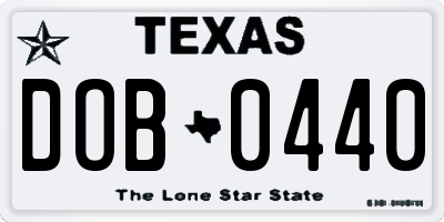TX license plate DOB0440