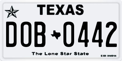 TX license plate DOB0442