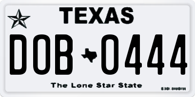 TX license plate DOB0444