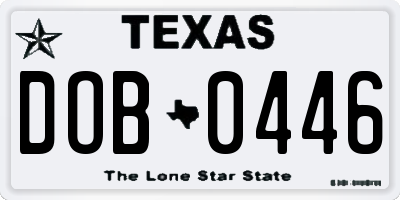 TX license plate DOB0446