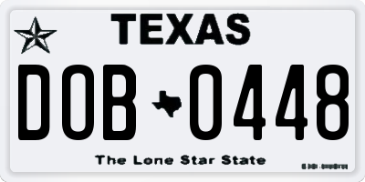 TX license plate DOB0448