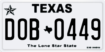 TX license plate DOB0449