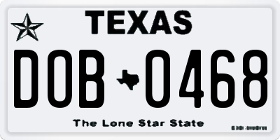 TX license plate DOB0468
