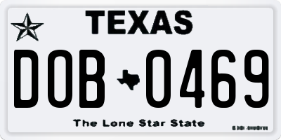 TX license plate DOB0469