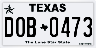 TX license plate DOB0473