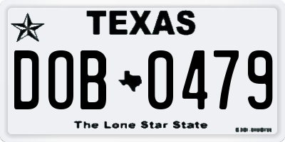 TX license plate DOB0479