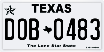 TX license plate DOB0483