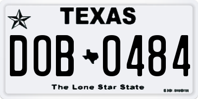 TX license plate DOB0484