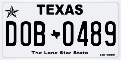 TX license plate DOB0489