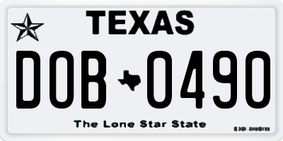 TX license plate DOB0490