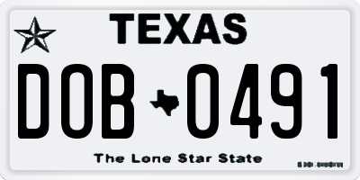 TX license plate DOB0491