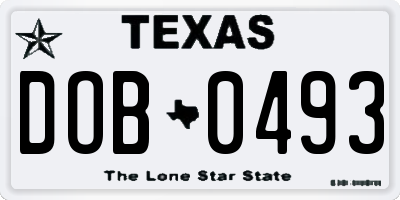 TX license plate DOB0493