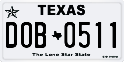 TX license plate DOB0511