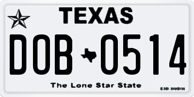TX license plate DOB0514