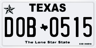 TX license plate DOB0515