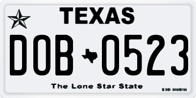 TX license plate DOB0523