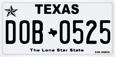 TX license plate DOB0525