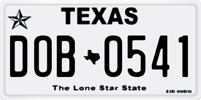 TX license plate DOB0541
