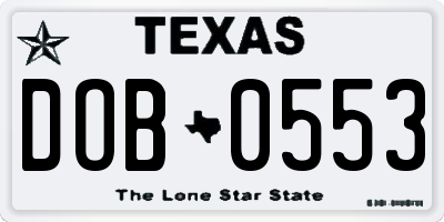 TX license plate DOB0553