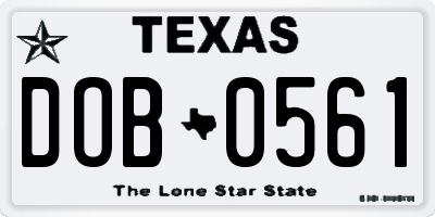 TX license plate DOB0561