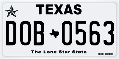 TX license plate DOB0563